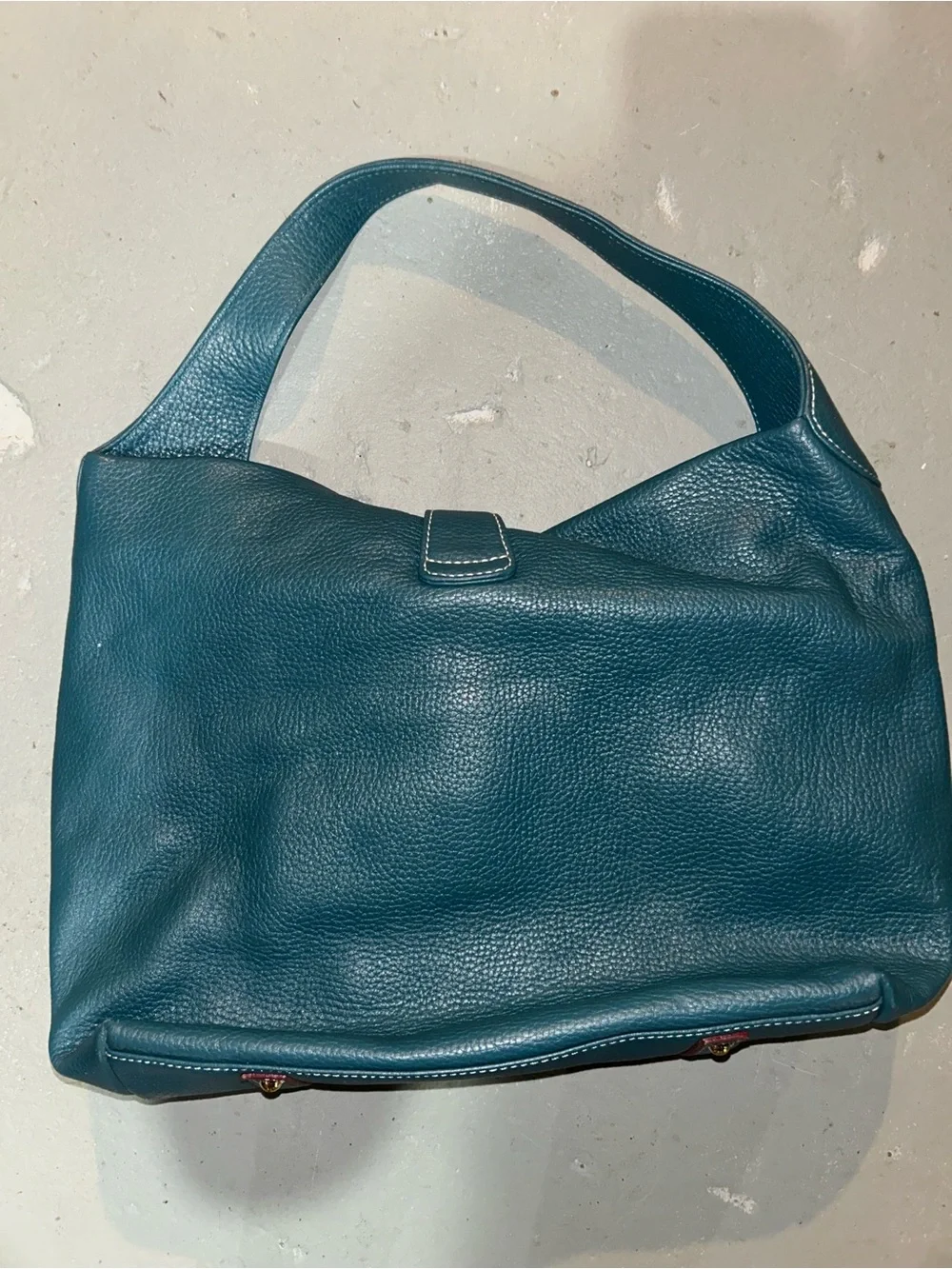 Dooney & Bourke Teal Leather Hobo with Gold Tone Hardware